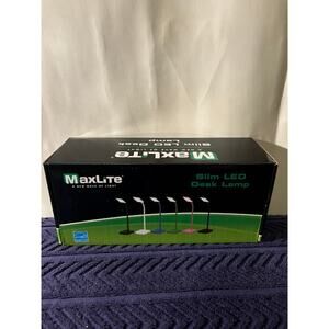 MaxLite Slim LED Desk Lamp with USB Port Adjustable Neck White